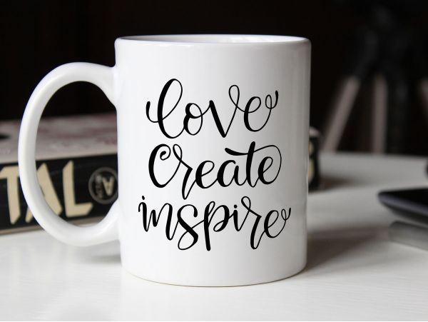 Cana personalizata "love create inspire"