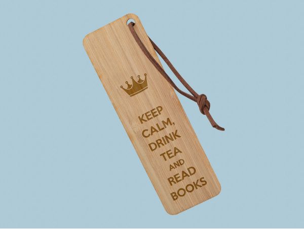 Semn de carte din bambus "Keep calm"
