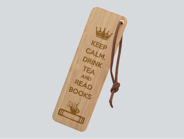 Semn de carte din bambus "Keep calm &...