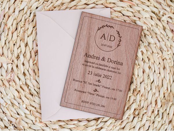 Invitatie nunta din lemn