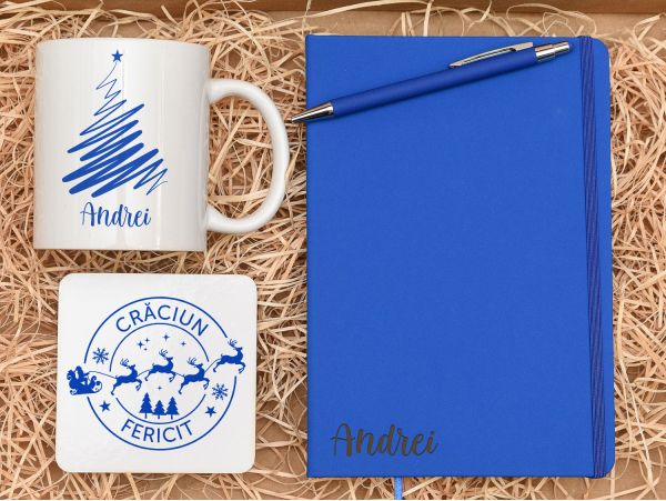 Set cadou Craciun personalizat "Blue...