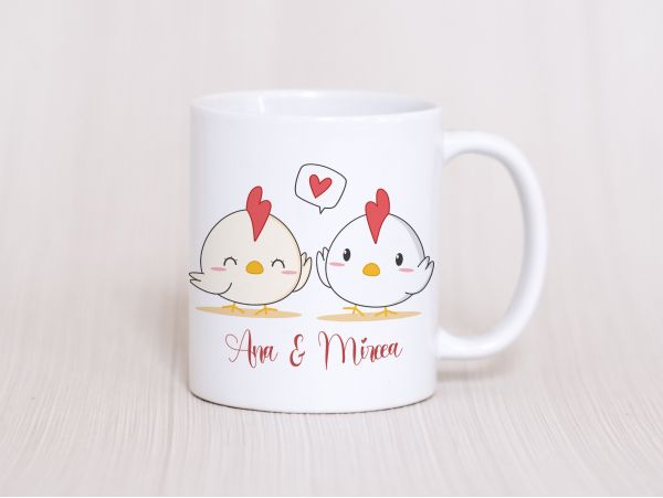 Cana personalizata "Chicken in love"