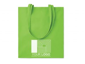 Sacosa bumbac, verde deschis, personalizata cu logo firma