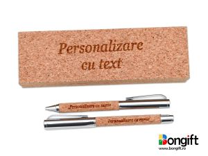 Set pix si roller din pluta si inox, personalizate cu text si nume