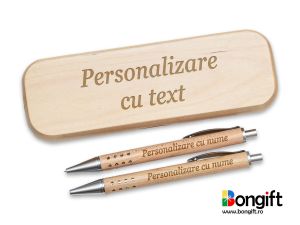 Set pix si creion din lemn, personalizat cu text si nume