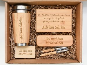 Set cadou personalizat „Bamboo” – Cadoul perfect pentru manageri