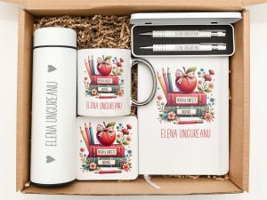 Set cadou personalizat "Books&Flowers" pentru educatoare sau invatatoare