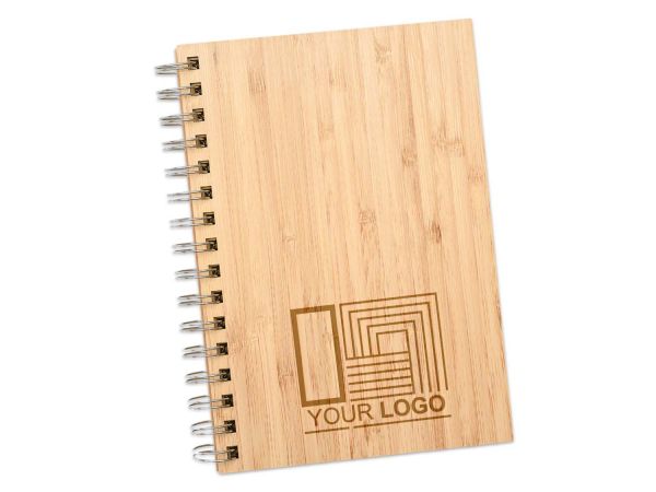 Carnetel A5 , coperti bambus, personalizat cu logo