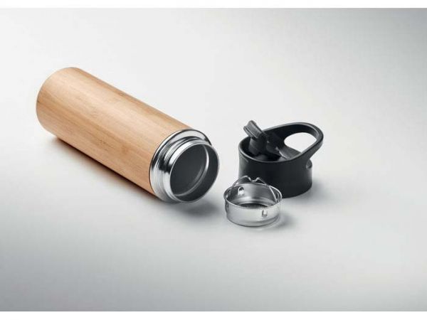 Termos bambus, maner PP, 450 ml, personalizat cu LOGO, desfacut