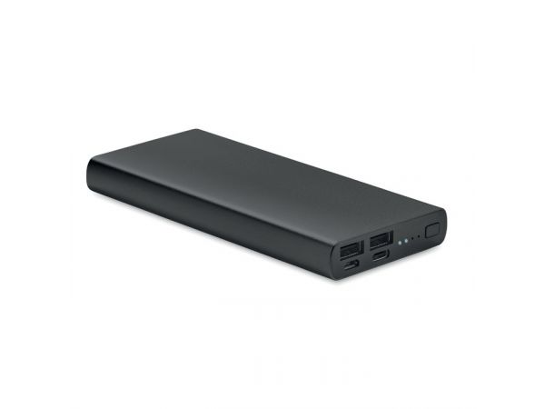 Powerbank aluminiu reciclat, 10000mAh, negru, personalizat cu LOGO