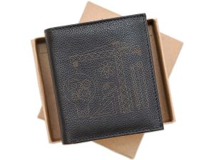 Portofel negru din piele naturala, personalizat inginer constructor