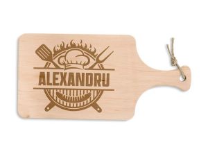 Tocator din lemn personalizat cu nume, chef la gratar