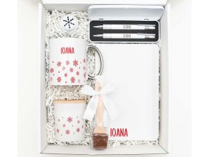 Set cadou personalizat pentru Craciun, "Fulgi de nea"