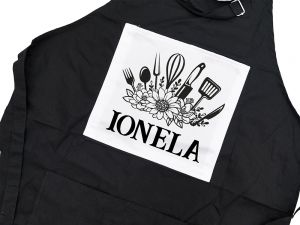 Sort negru bucatarie personalizat "Lady Chef", model 1