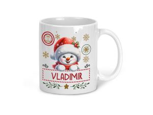 Cana pentru Craciun personalizata cu nume "Om de zapada"