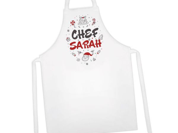 Sort alb de bucatarie personalizat "Chef de Craciun"