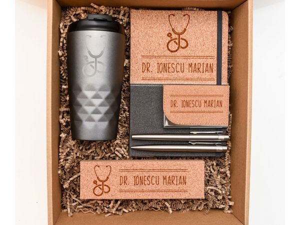 Set cadou personalizat pentru doctor "Stetoscop"