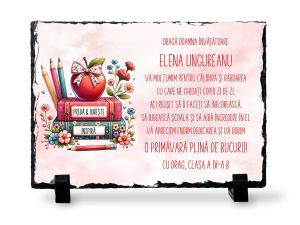 Tablou piatra personalizat "Books&Flowers" educatoare sau invatatoare