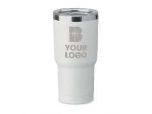 Pahar termo inox, 500 ml, personalizat cu LOGO, alb