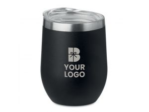 Pahar termo inox, 300 ml, personalizat cu LOGO, negru