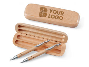 Set pix si creion premium din lemn, in cutie personalizata cu logo