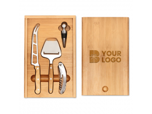 Set bambus "Wine&Cheese", personalizat cu LOGO
