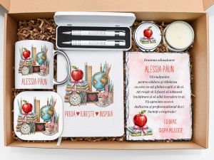 Set cadou personalizat "Books&Flowers&Tea" pentru educatoare
