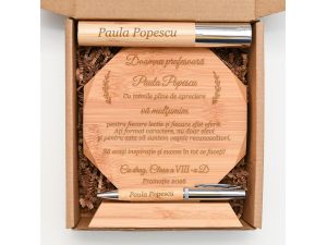 Set Trofeu din bambus si Pix, personalizate pentru Profesor