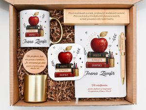 Set cadou personalizat "Apple&Books" pentru profesoara