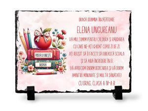 Tablou piatra personalizat "Books&Flowers" educatoare sau invatatoare