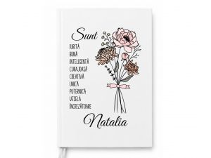 jurnal personalizat motivațional cu nume și design floral