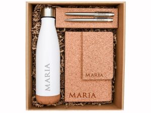 Set cadou elegant personalizat cu nume, white cork