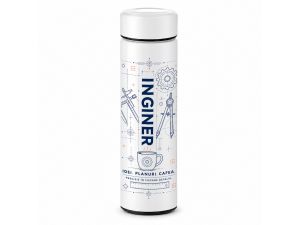 Termos din inox alb, inginer, model 1