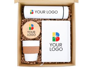 Set Cadou Corporate Personalizat Model 20 – Termos, Pahar și Carnet A5