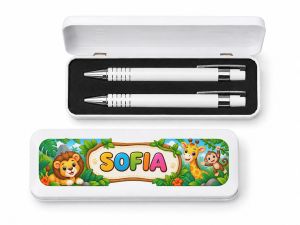 Set pix și creion personalizat cu nume pentru copii – Junglă
