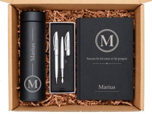 Set cadou personalizat cu nume "Black&Silver"