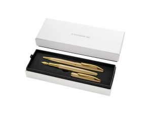 Set pix + stilou personalizat Pelikan Jazz Noble Elegance în cutie cadou - Auriu perlat