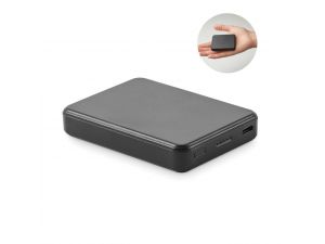 Power bank 5000 mAh din ABS reciclat, personalizat cu logo – Negru