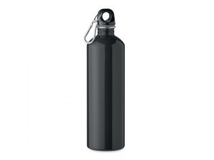 Sticlă cu perete simplu din inox reciclat, 750ml, personalizata cu logo – Negru