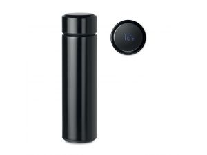 Termos din inox. cu termometru tactil, personalizat cu logo – Negru