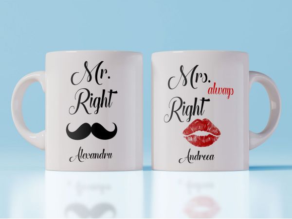 Set cani personalizate cu nume "mr...