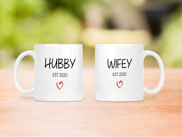 Set cani personalizate "hubby/wifey"